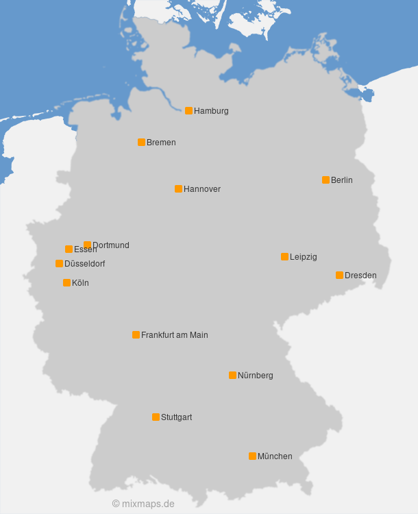 Karte: Deutsche Großstädte mit mehr als einer halben Million Einwohnern